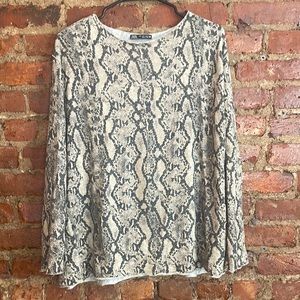 Zara size L snakeskin print cotton long sleeve shirt